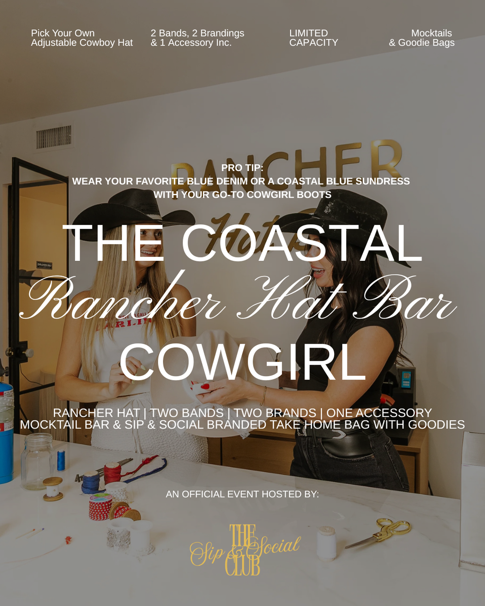 Coastal Cowgirl: The DIY Rancher Hat Bar x Sip & Social